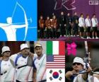 Ανδρικά πόντιουμ Τοξοβολία ομάδες, Ιταλία, Ηνωμένες Πολιτείες και Κορέας του Νότου - London 2012-